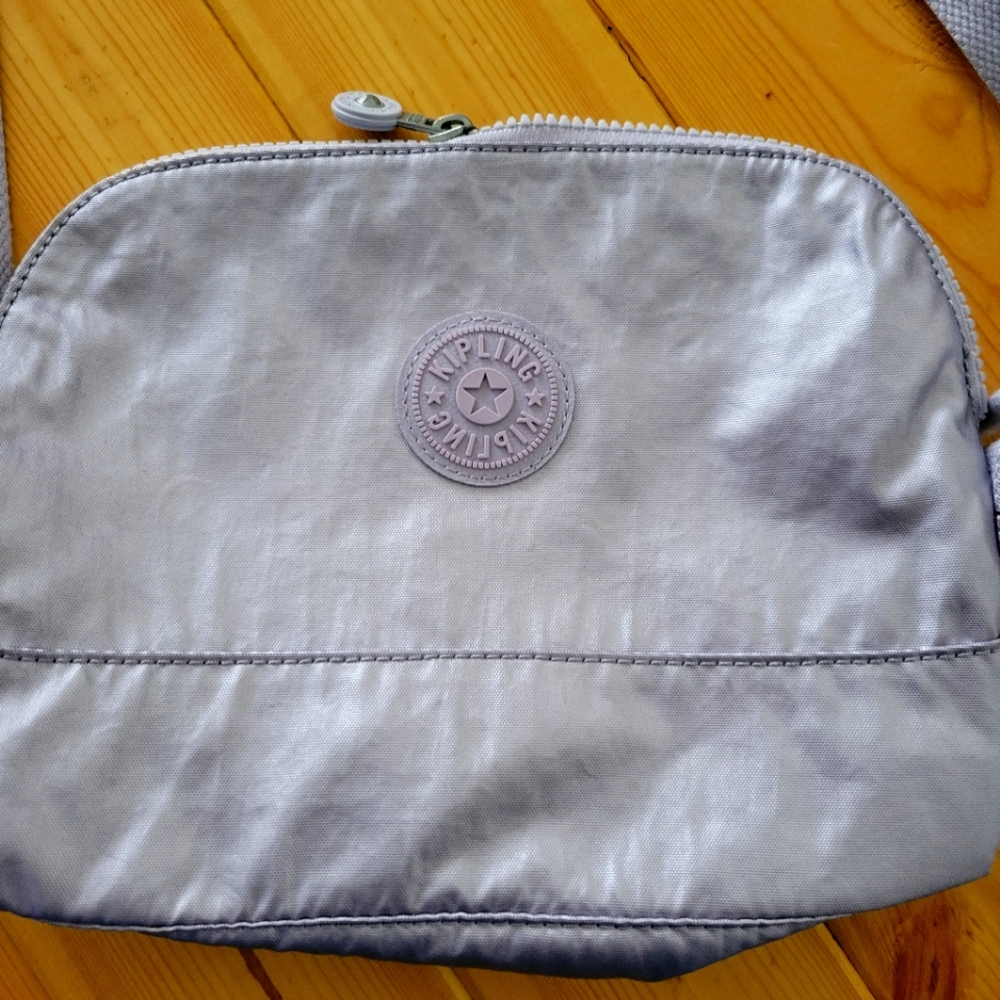 Kipling crossbody purse- silvery purplish metallic